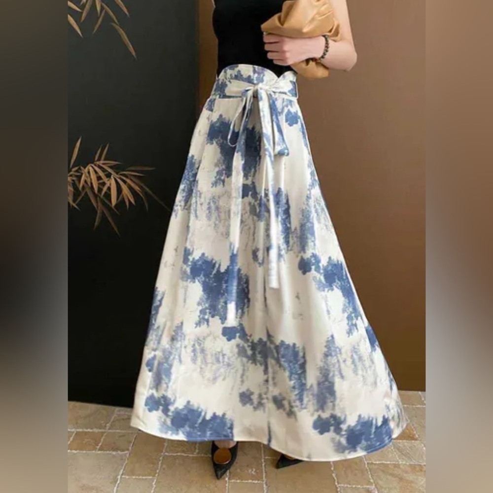 Long A Line Abstract Skirt